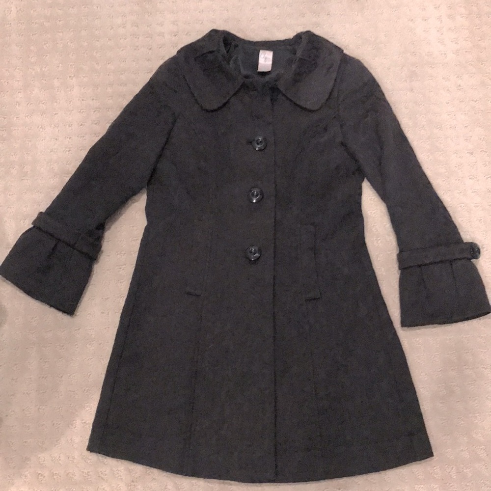 Aqua Black Brocade Holiday Dress Top Coat A-line pleated topcoat Easter